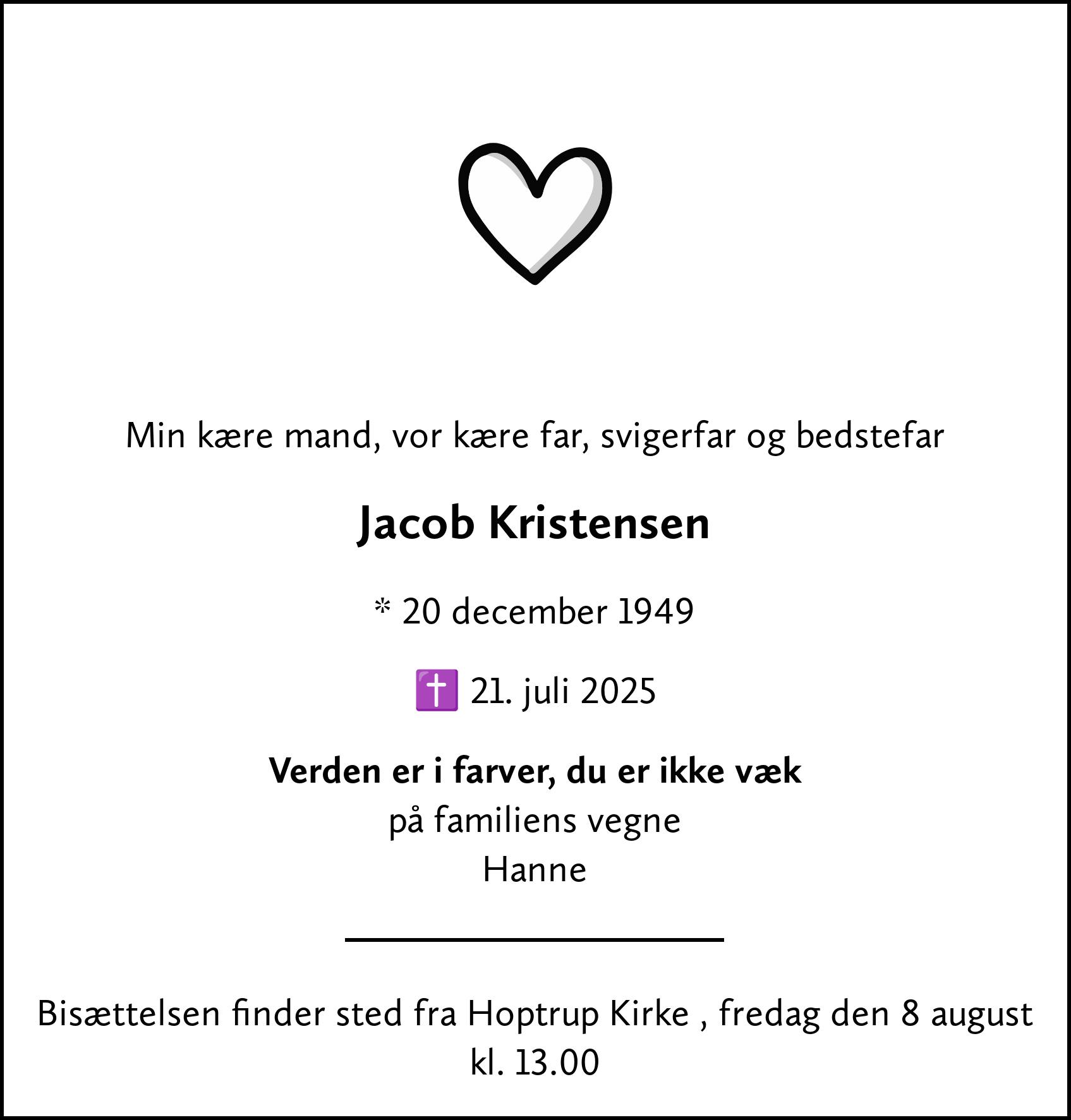Dødsannonce for Jacob