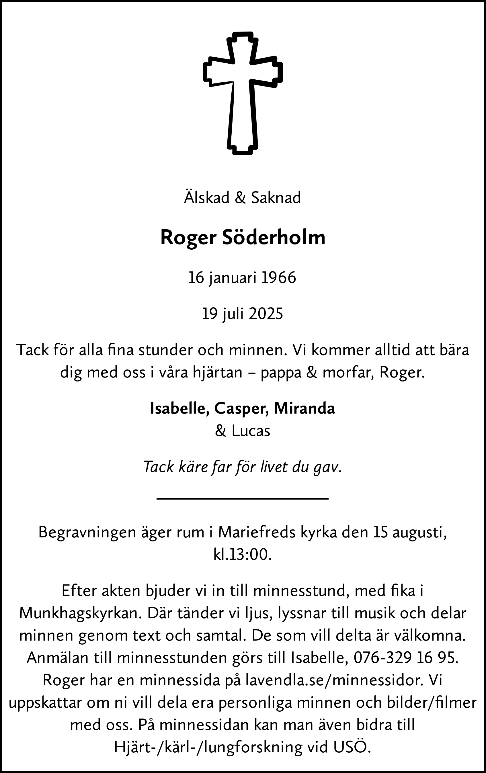 Dödsannons för Roger