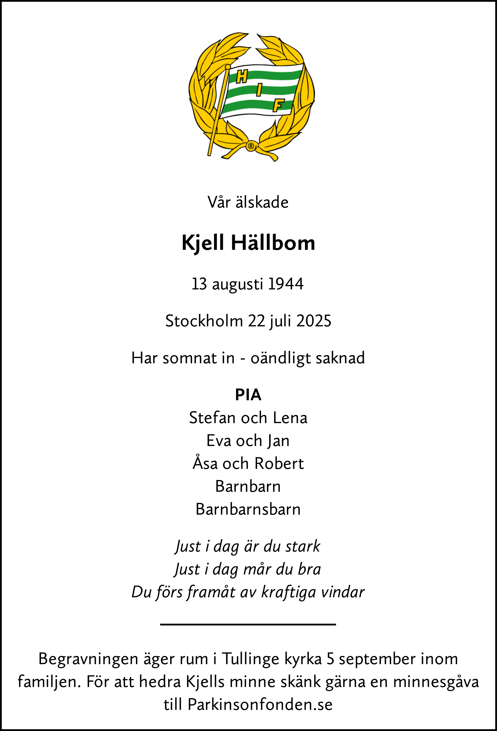 Dödsannons för Kjell