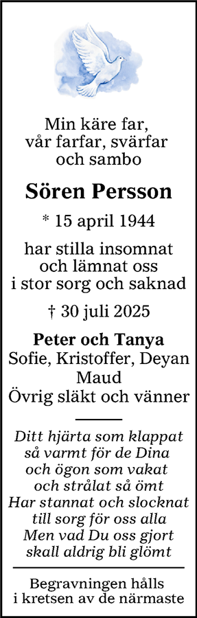 Dödsannons för Sören