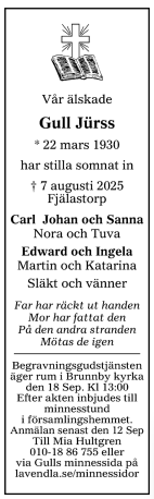 Dödsannons för Gull Saga