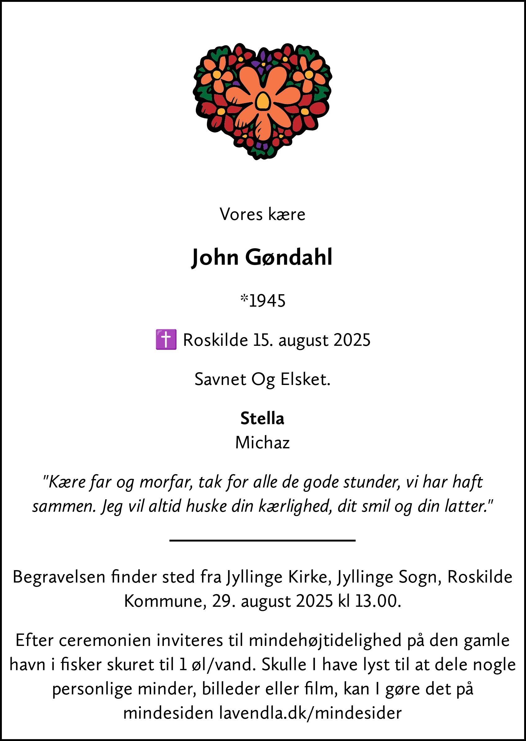 Dødsannonce for John