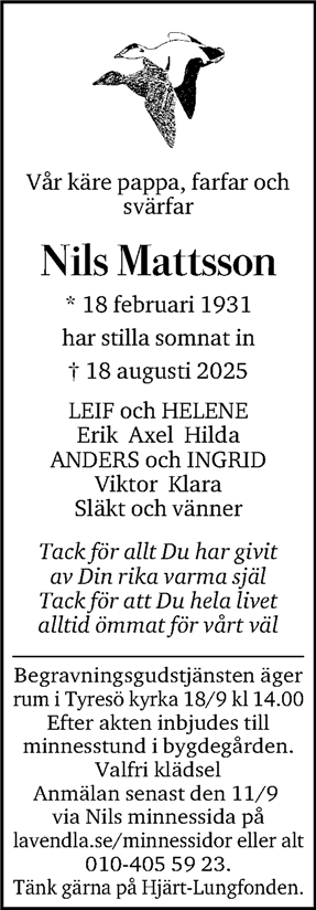 Dödsannons för Nils