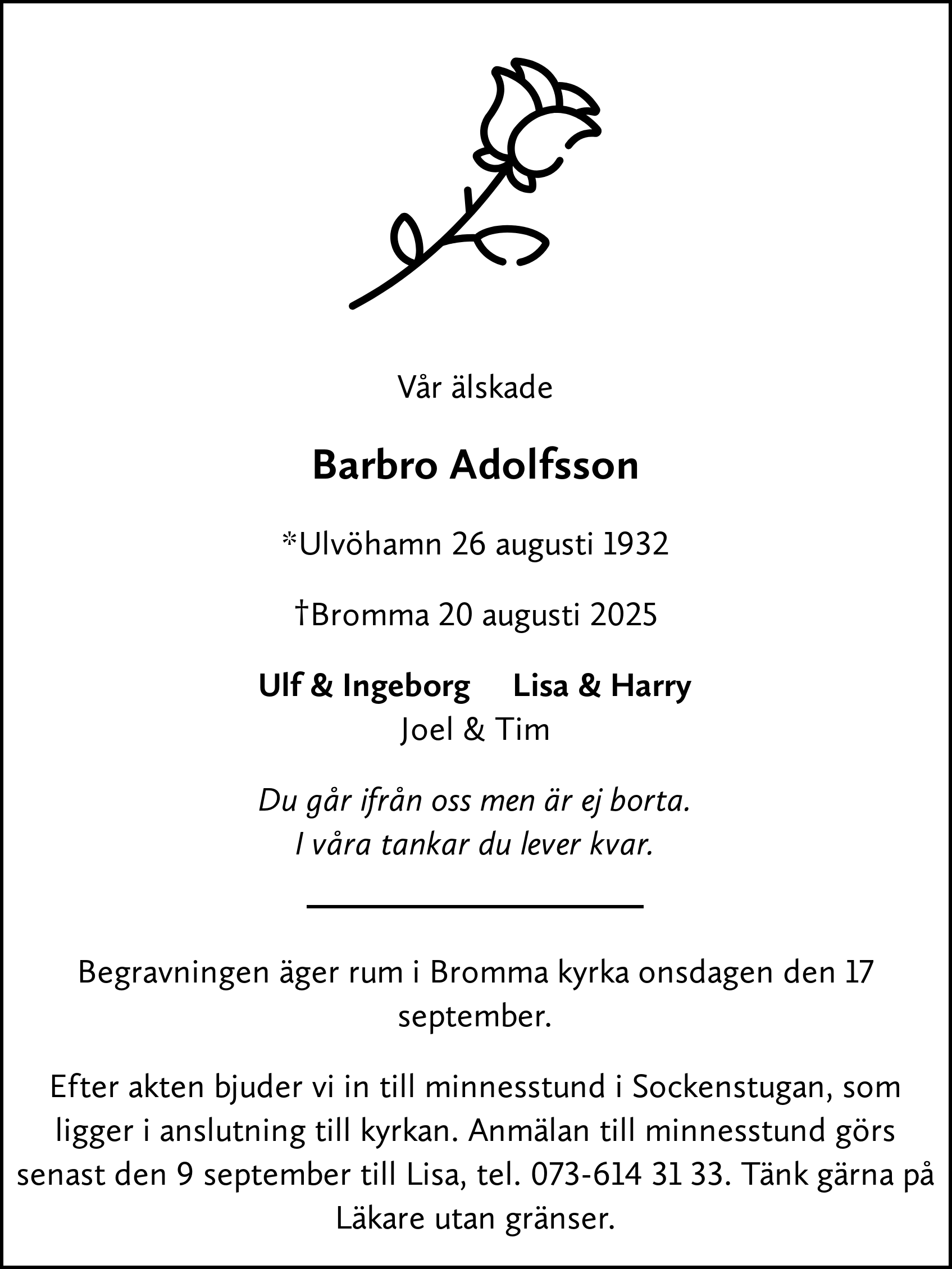 Dödsannons för Barbro