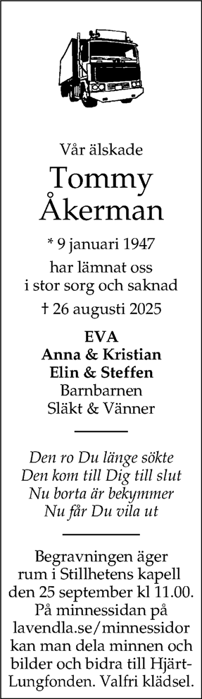 Dödsannons för Tommy