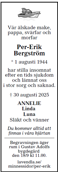 Dödsannons för Per-Erik