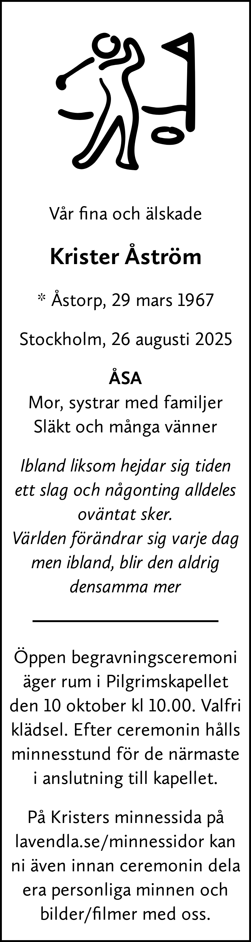 Dödsannons för Krister