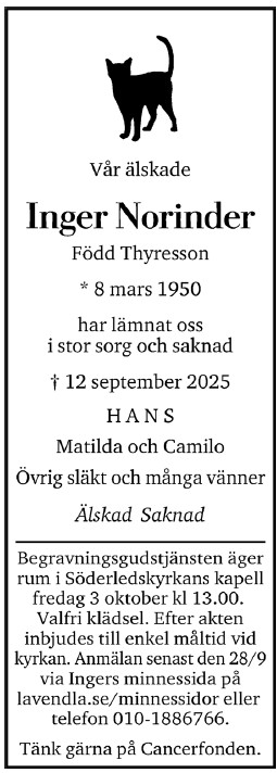 Dödsannons för Inger