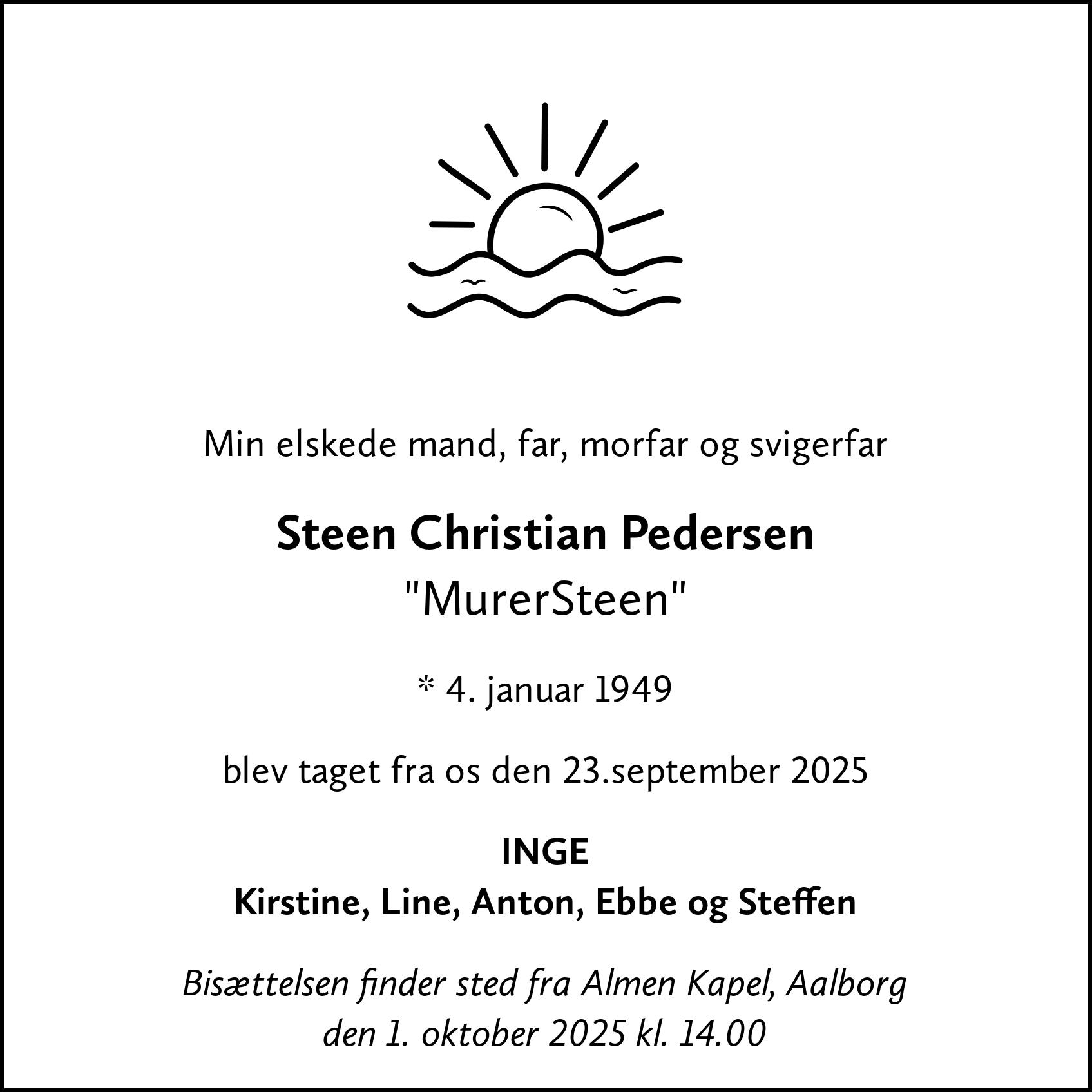 Dødsannonce for Steen Christian