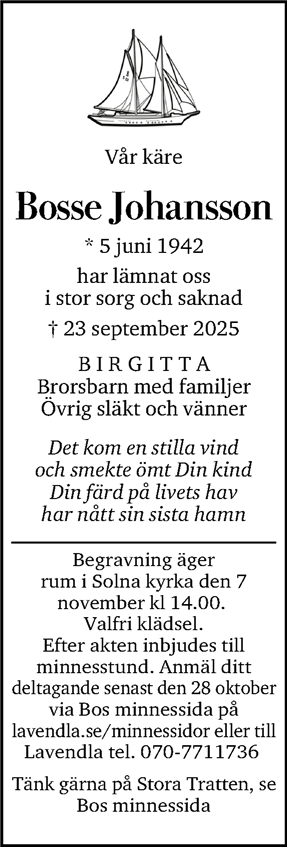 Dödsannons för Bosse