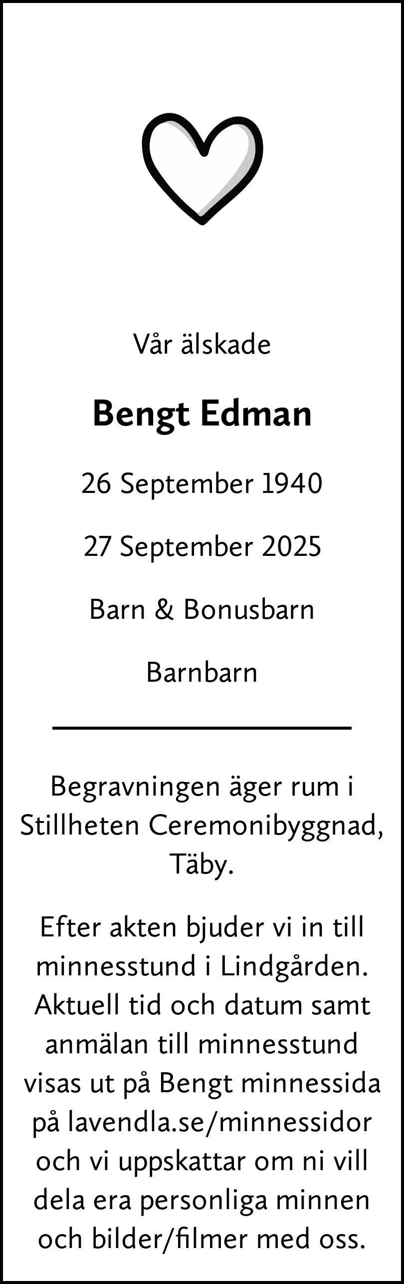 Dödsannons för Bengt