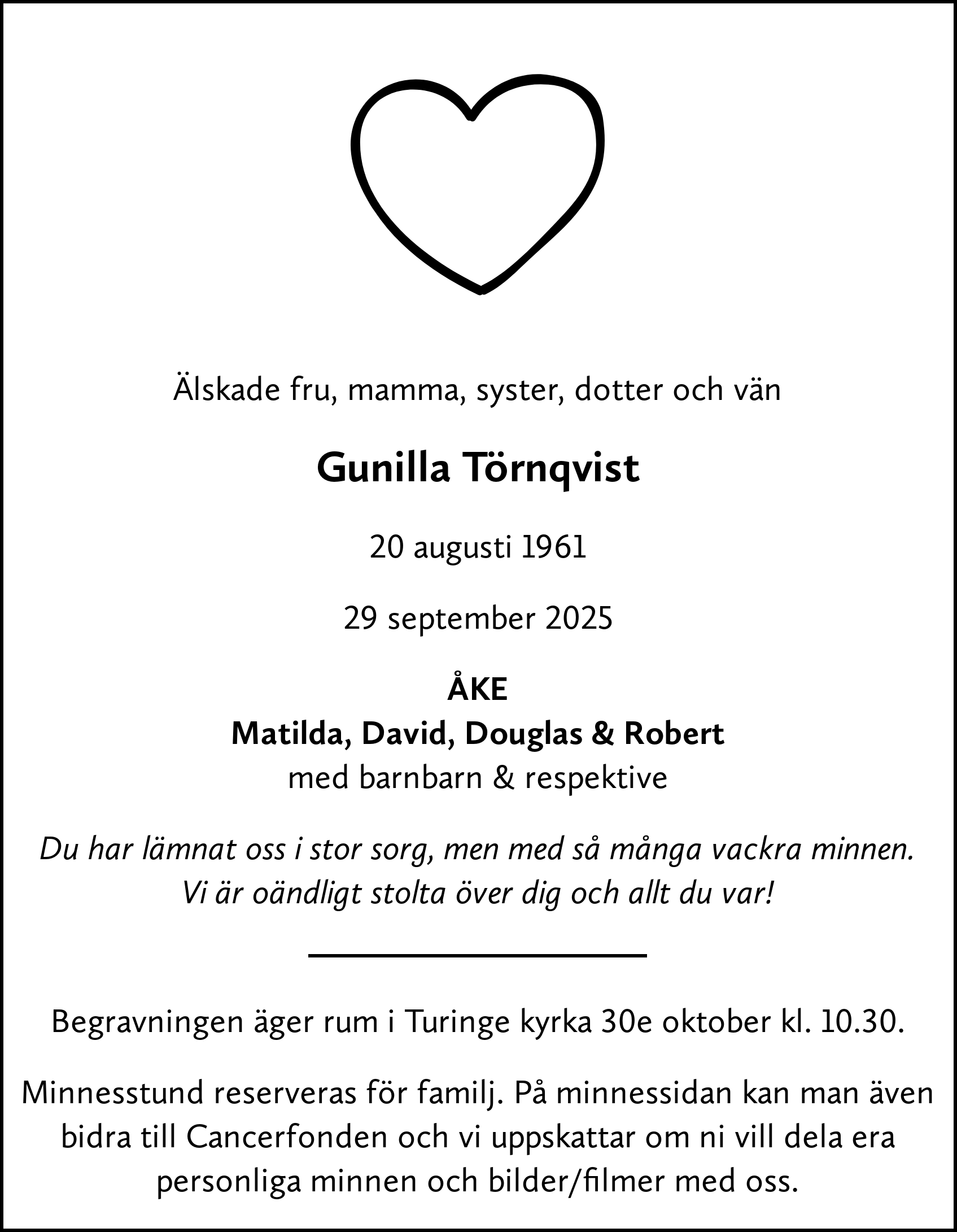Dödsannons för Gunilla