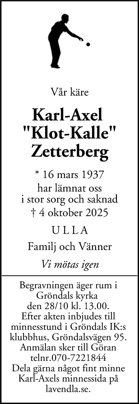 Dödsannons för Klot-Kalle