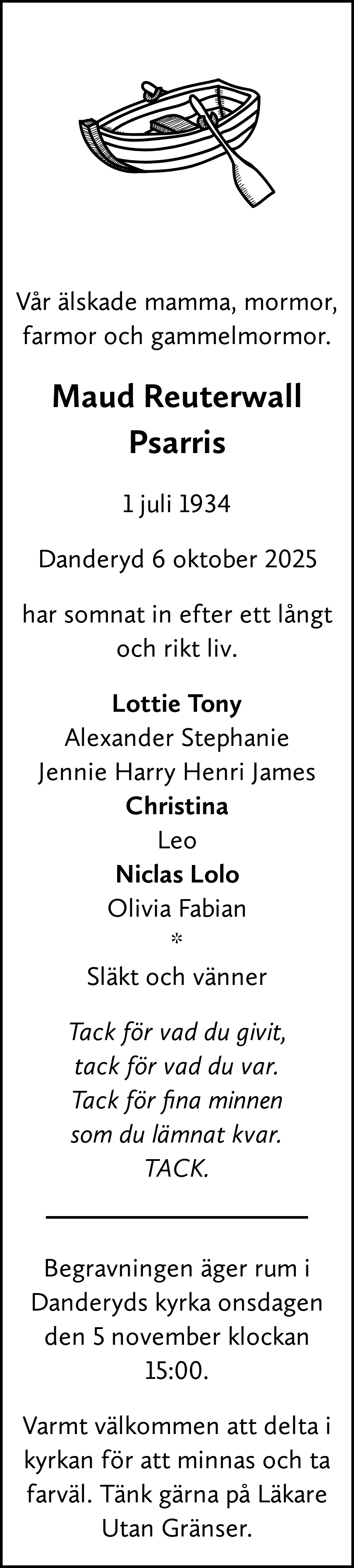 Dödsannons för Maud