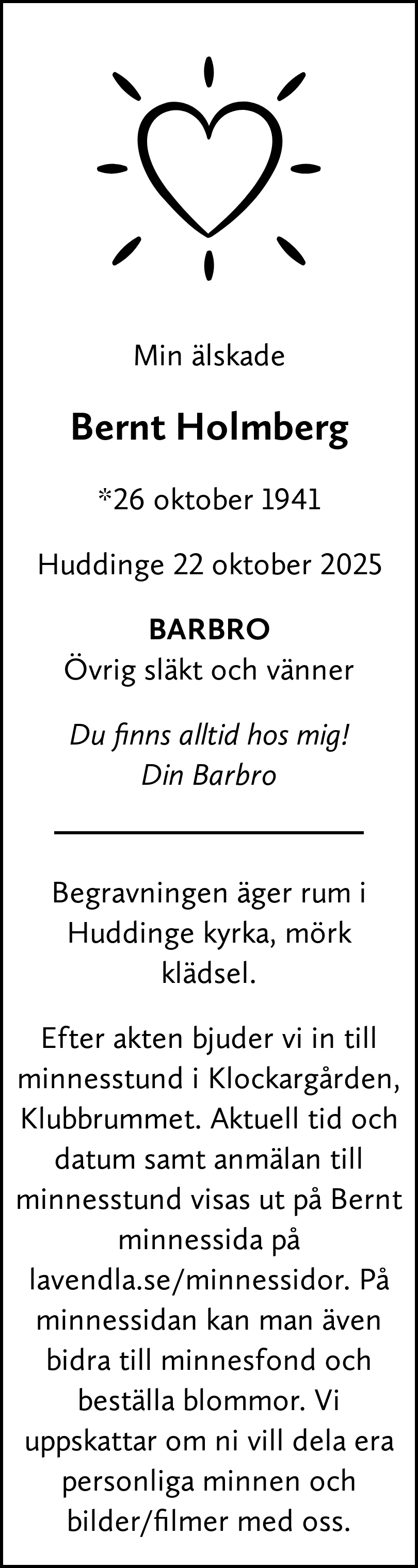 Dödsannons för Bernt