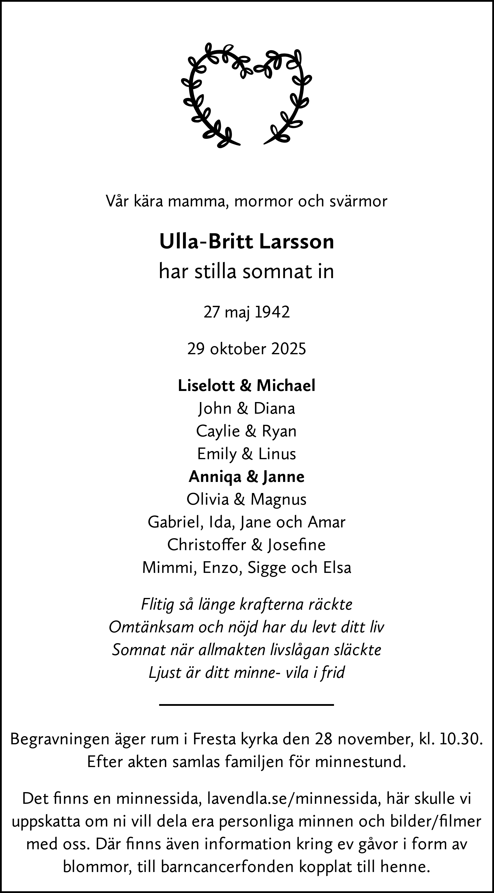 Dödsannons för Ulla-Britt