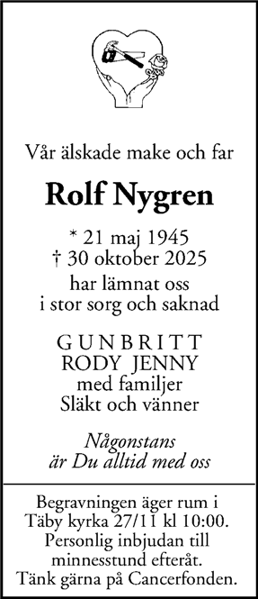 Dödsannons för Rolf