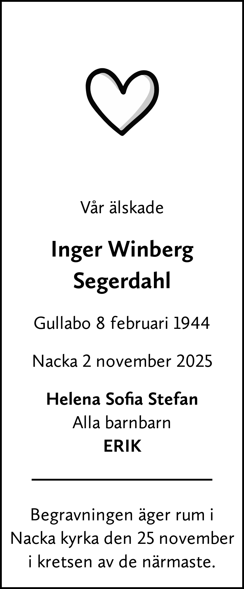 Dödsannons för Inger