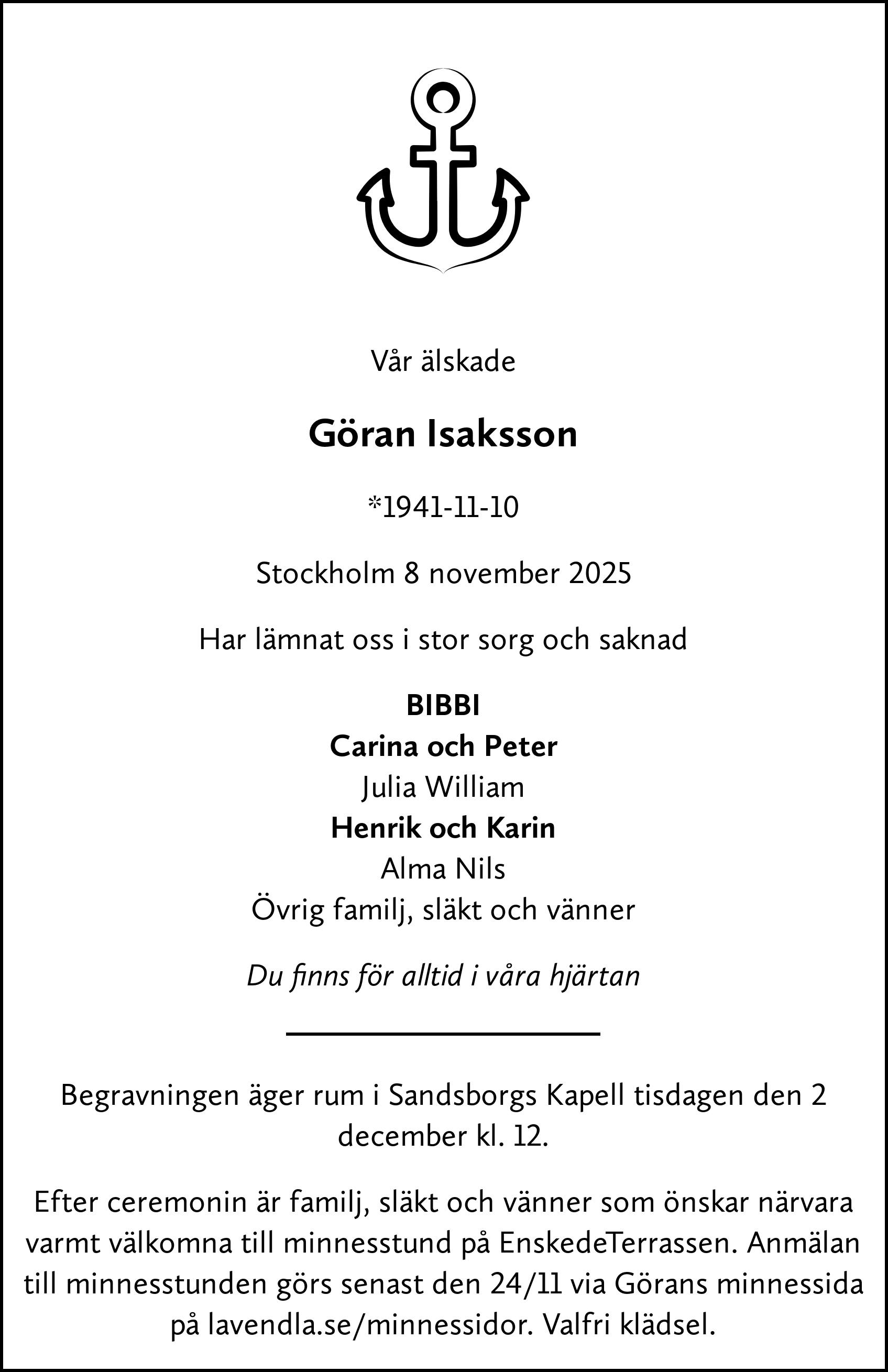 Dödsannons för Göran