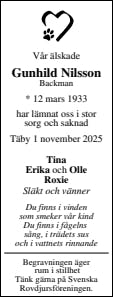 Dödsannons för Gunhild
