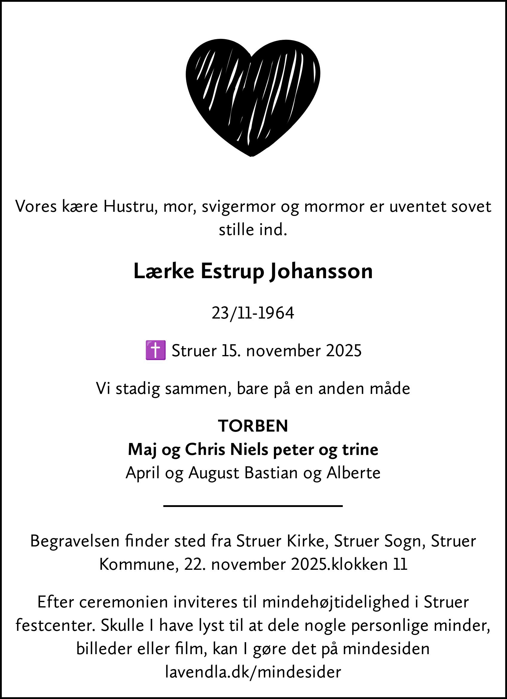 Dødsannonce for Lærke