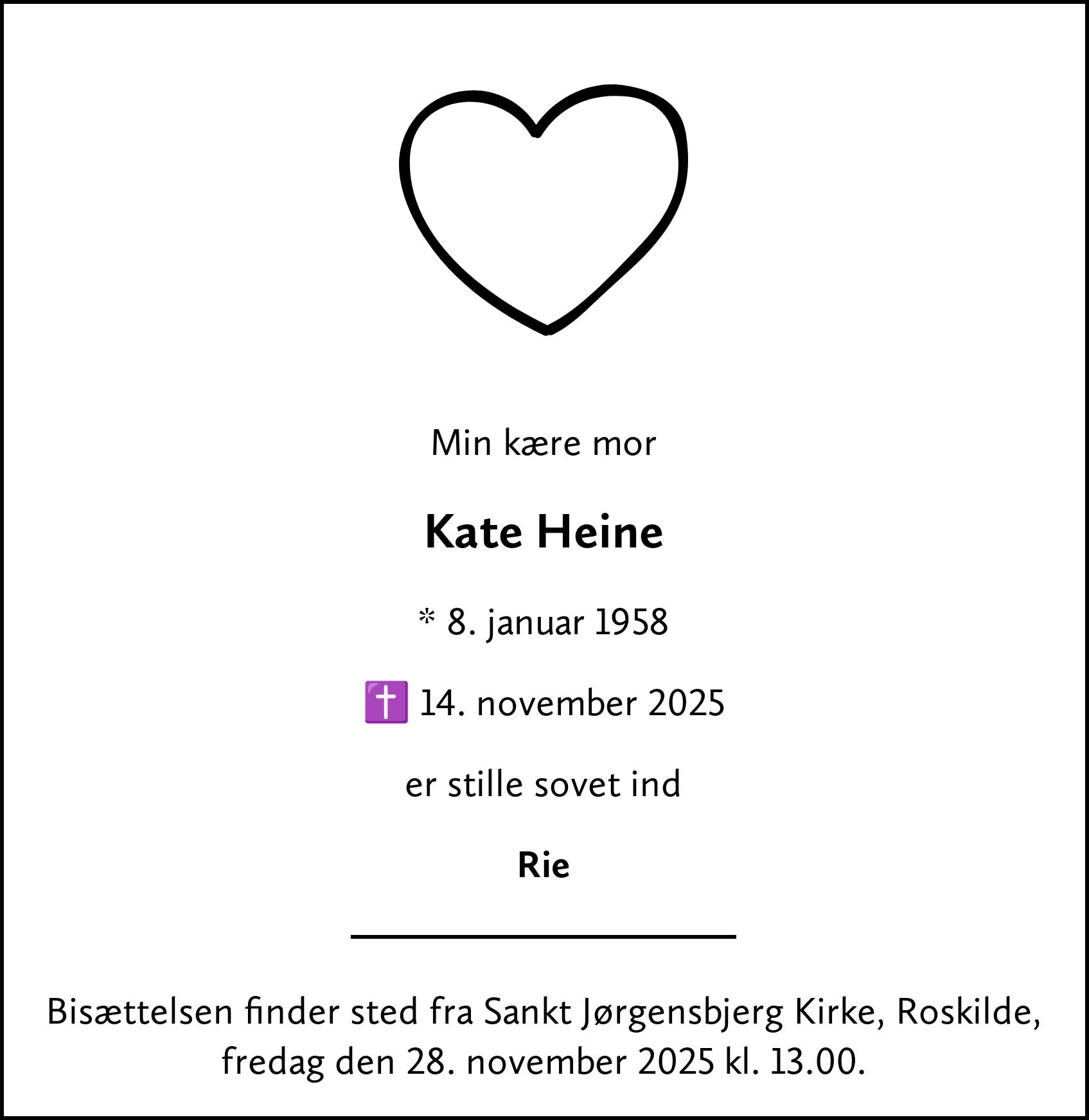 Dødsannonce for Kate