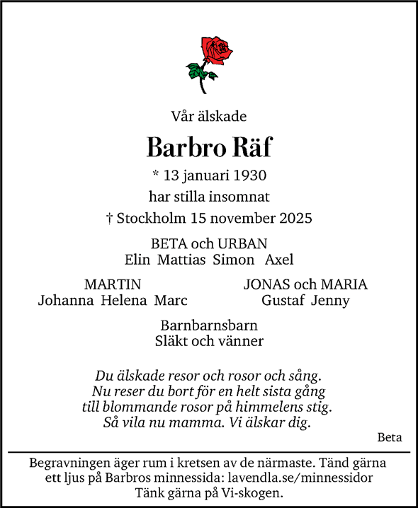 Dödsannons för Barbro