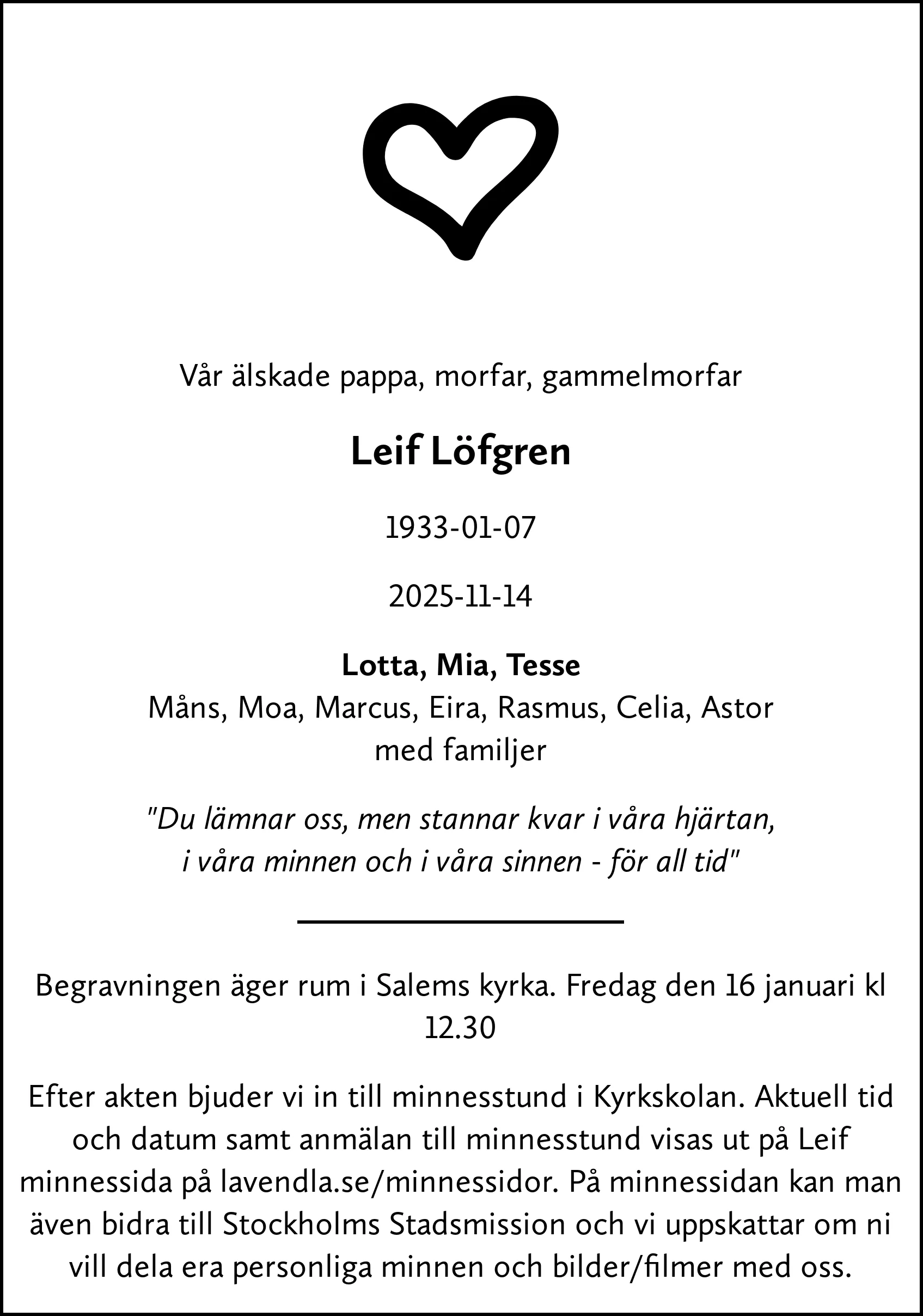 Dödsannons för Leif