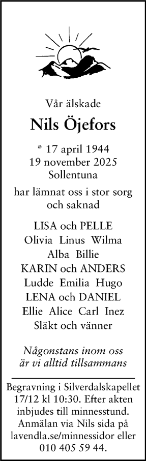 Dödsannons för Nisse