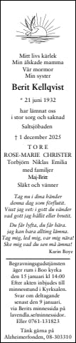 Dödsannons för Berit