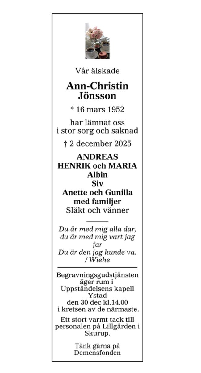 Dödsannons för Ann-Christin