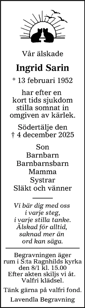 Dödsannons för Ingrid
