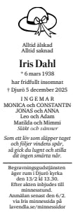 Dödsannons för Iris