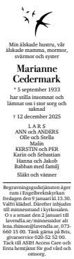 Dödsannons för Marianne
