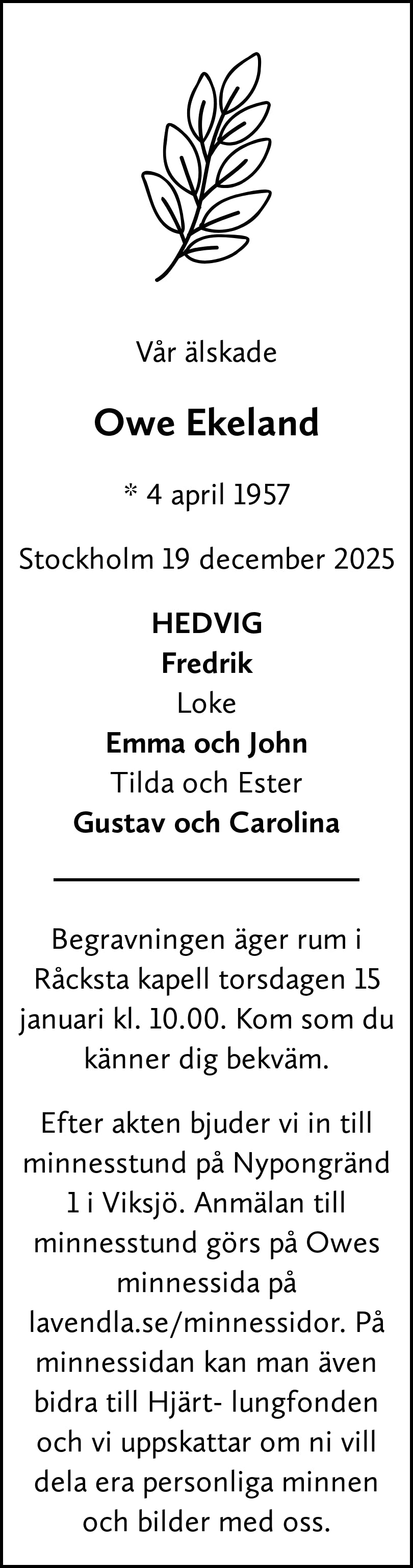 Dödsannons för Owe