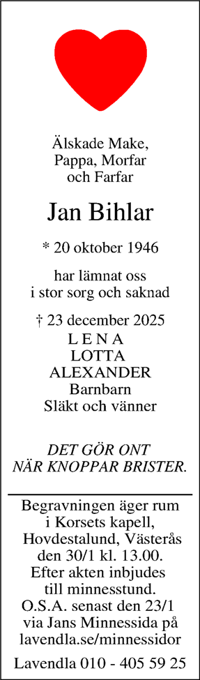 Dödsannons för Jan