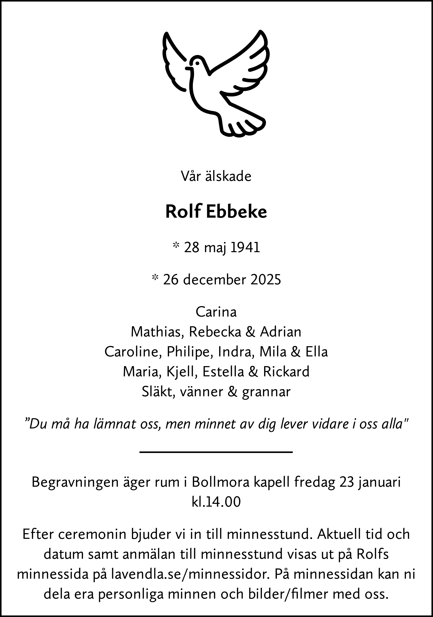 Dödsannons för Rolf