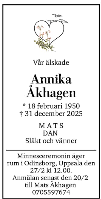 Dödsannons för Annika