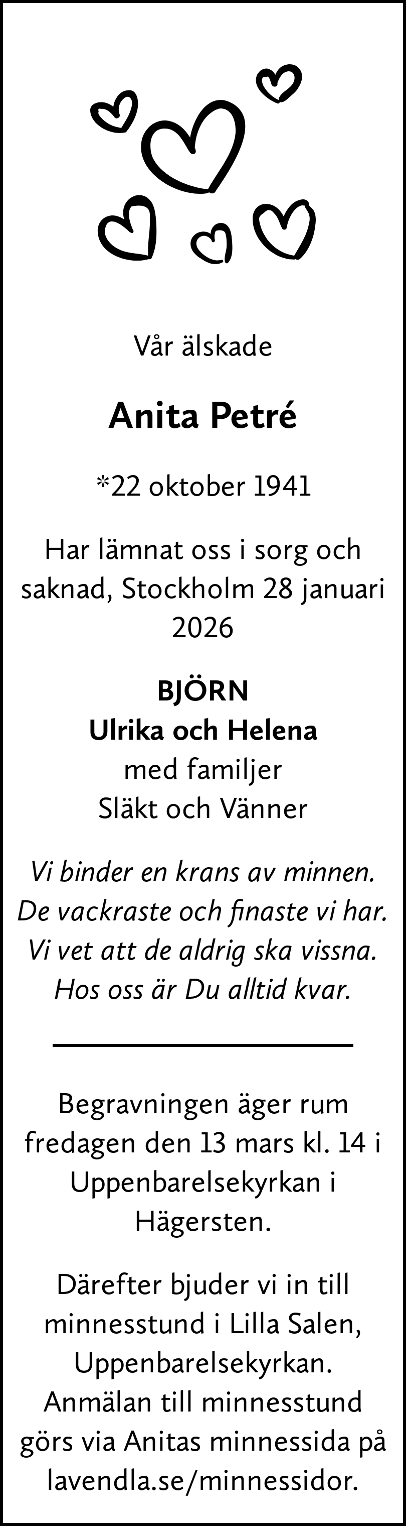 Dödsannons för Anita