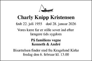 Dødsannonce for Charly Knipp