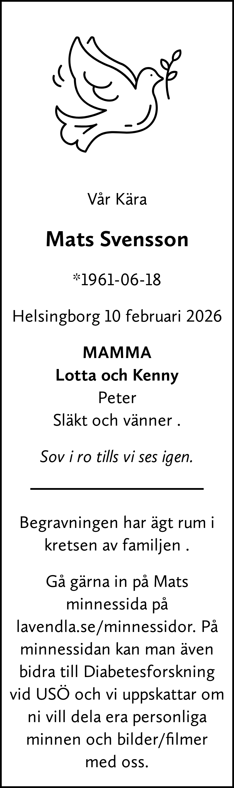 Dödsannons för Mats