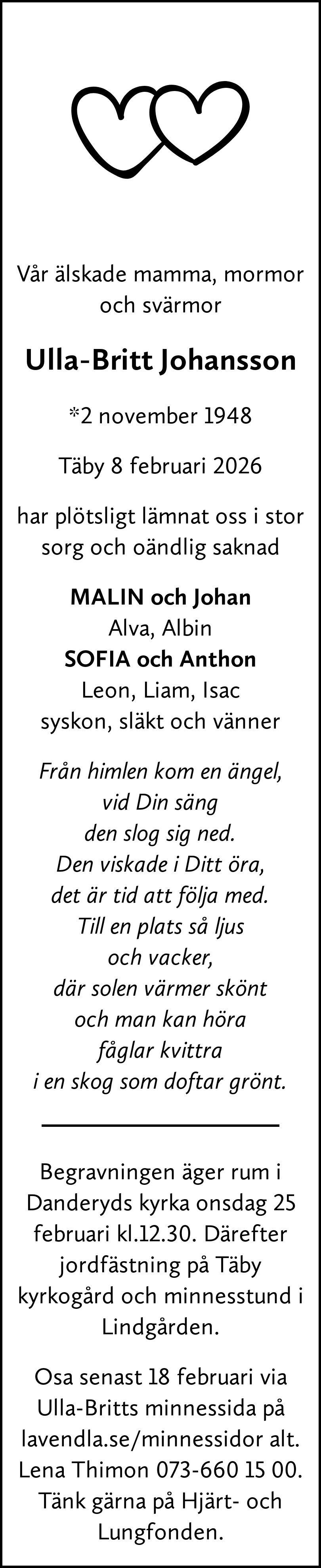 Dödsannons för Ulla-Britt