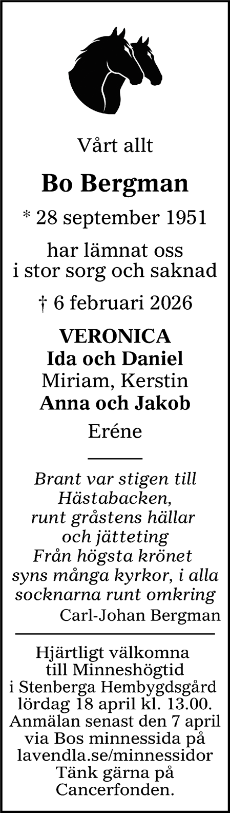 Dödsannons för Bo