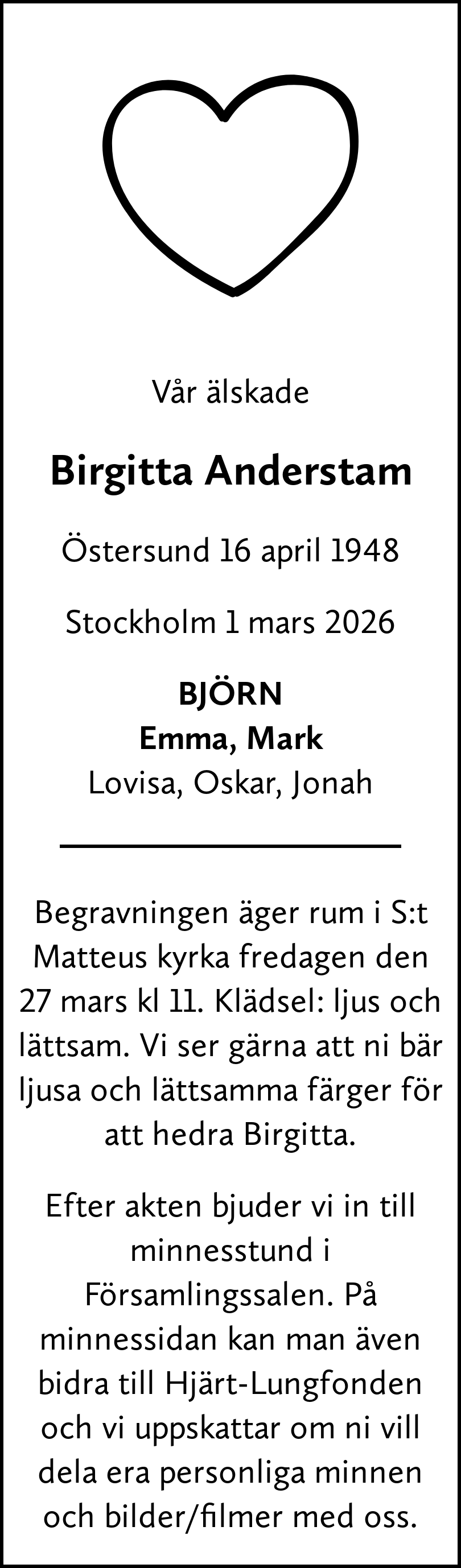 Dödsannons för Birgitta
