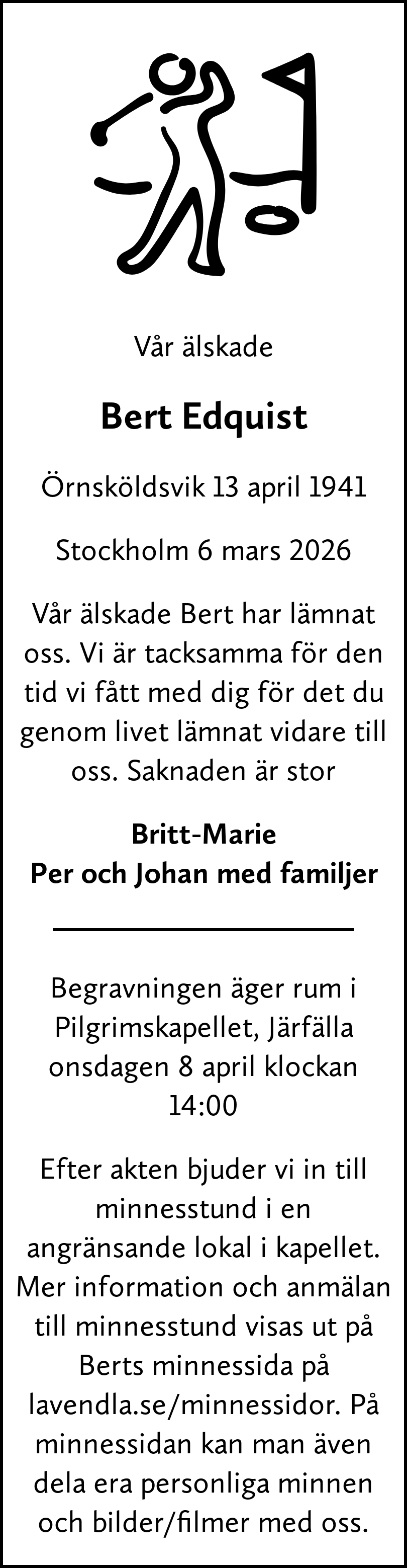 Dödsannons för Bert