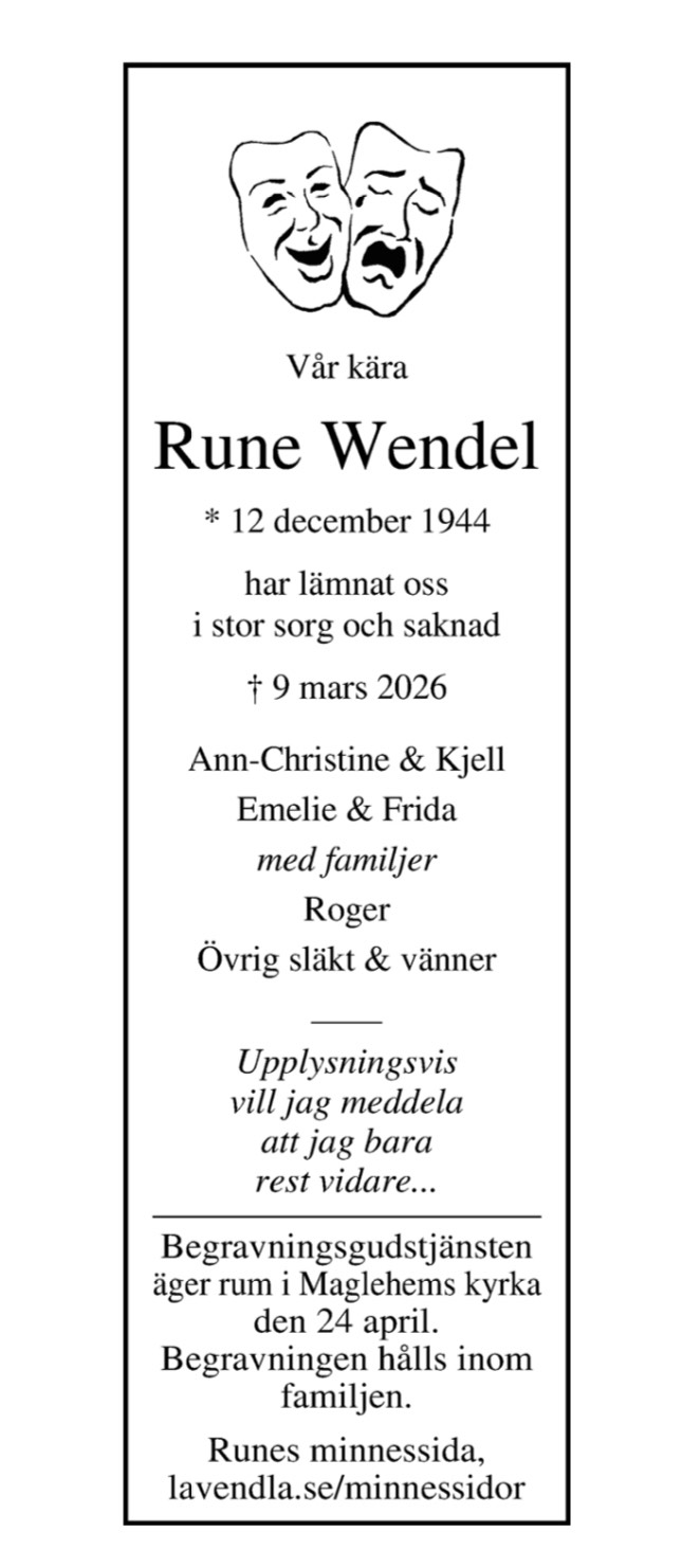 Dödsannons för Rune