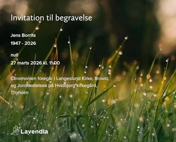 Inbjudningskort till ceremonin för Jens Borrits
