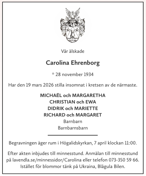 Dödsannons för Carolina