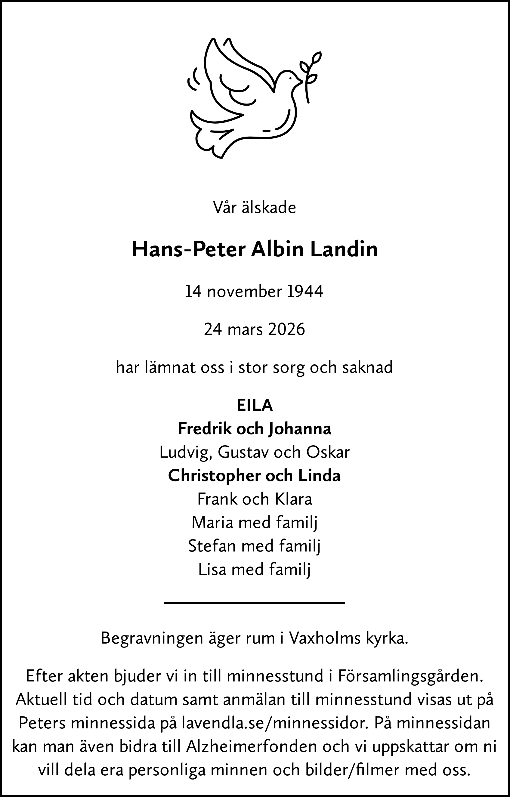 Dödsannons för Hans-Peter