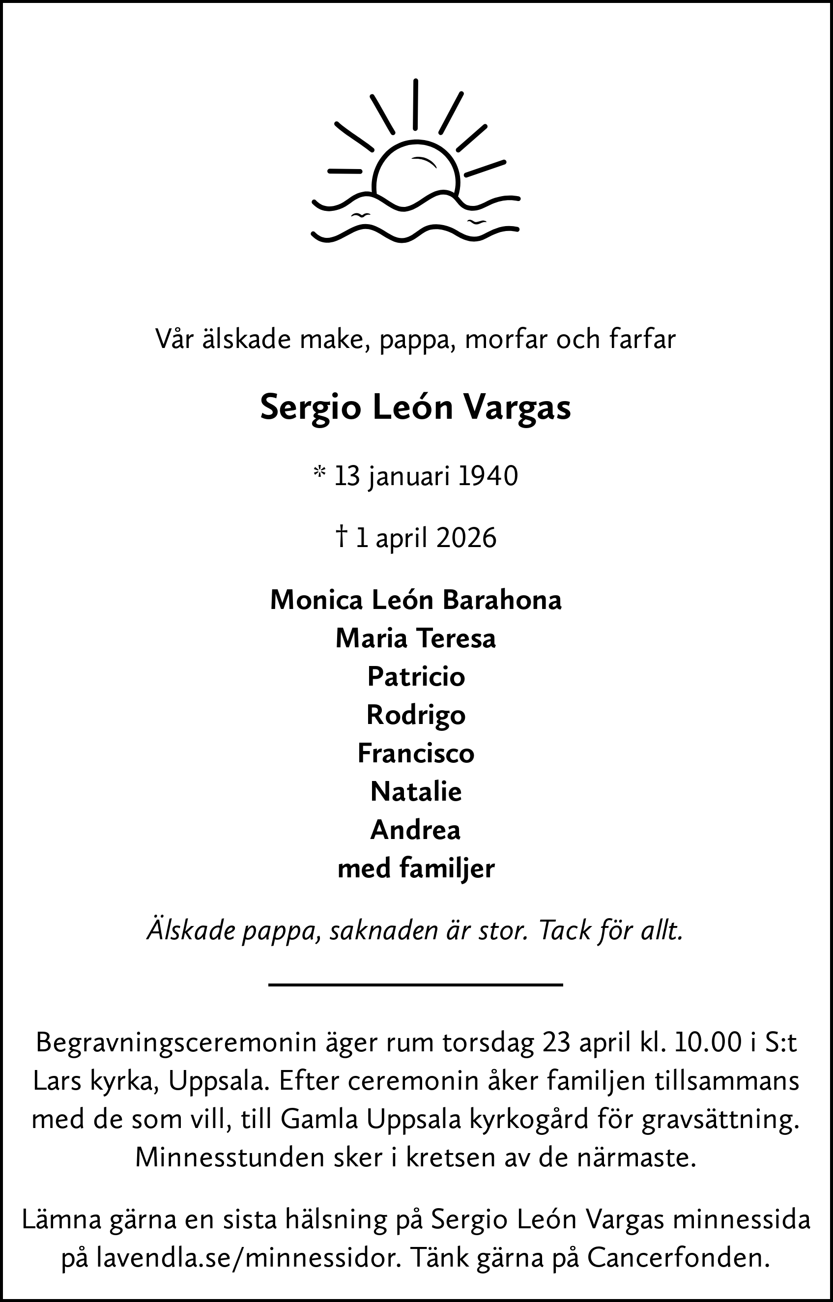 Dödsannons för Sergio